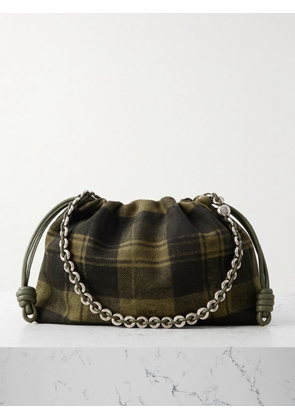 LOEWE - Flamenco Medium Leather-trimmed Checked Suede Shoulder Bag - Green - One size