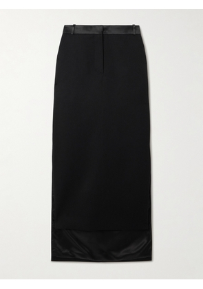 Lanvin - Asymmetric Satin-trimmed Wool Skirt - Black - FR 34,FR 36,FR 38,FR 40,FR 42