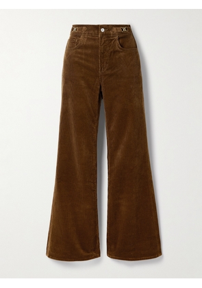 Citizens of Humanity - Kimberly Horsebit-embellished Stretch-cotton Corduroy Flared Pants - Brown - 23,24,25,26,27,28,29,30,31,32