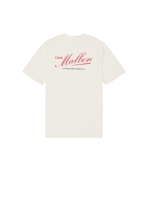Malbon Golf Bermuda Members Tee in Cream. Size L. Also in M, S.