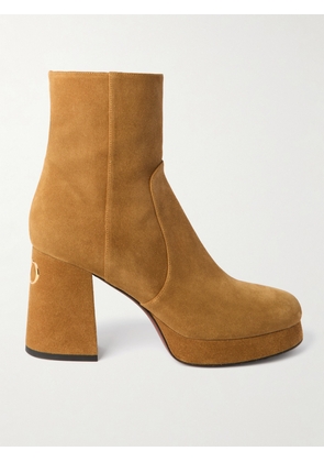 Valentino Garavani - Fawcette 90 Suede Ankle Boots - Brown - IT36,IT36.5,IT37,IT37.5,IT38,IT38.5,IT39,IT39.5,IT40,IT40.5,IT41