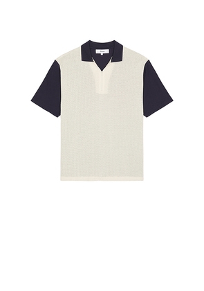 Palmes Textured Zip Polo in Navy. Size L. Also in M, XL/1X.