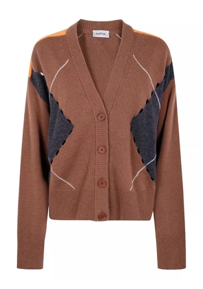 MRZ argyle-pattern cardigan - Brown