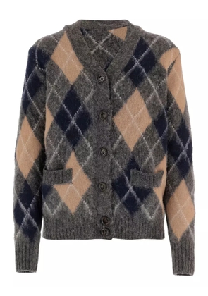 ASPESI geometric-brushed wool cardigan - Grey