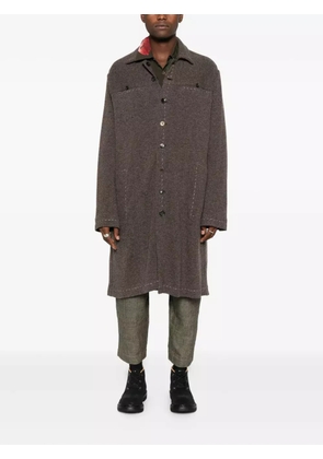 A Tentative Atelier stitch-detail button-up coat - Brown