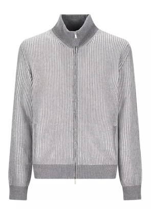 Lardini ribbed zip cardigan - Grey