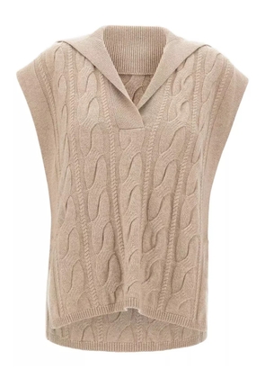 Max Mara polo-collar cable-knit vest - Neutrals