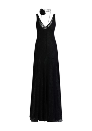 De La Vali lace-overlay v-neck dress - Black