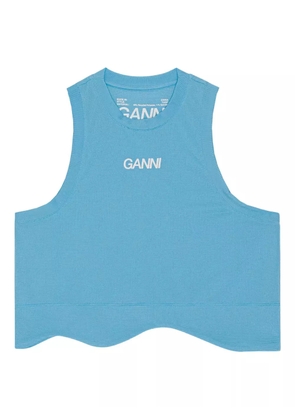 GANNI logo-detail top - Blue
