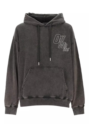 Off-White logo-print drawstring hoodie - Grey