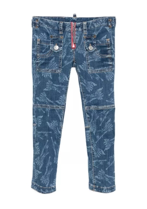 DSQUARED2 Statue of Liberty printed skinny jeans - Blue