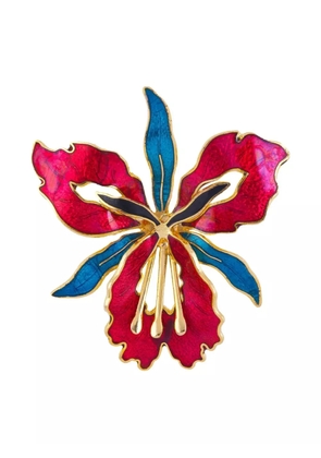 Susan Caplan Vintage 1980s orchid-shaped brooch - Gold