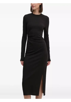 DKNY long-sleeve slit midi dress - Black