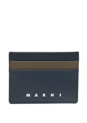 Marni logo-debossed leather cardholder - Blue