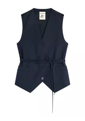 Semicouture V-neck belted waistcoat - Blue