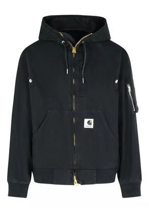 sacai hooded logo-patch bomber jacket - Black