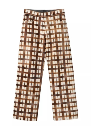 CamperLab checked leather straight-leg trousers - Brown