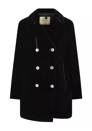 Camplin double-breasted velvet coat - Black