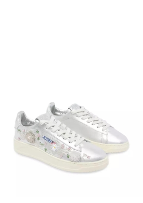 Autry Dallas Low floral-embroidered trainers - Silver