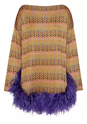 Valentino Garavani Optical feather-trim jumper - Neutrals