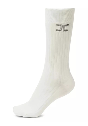 Elisabetta Franchi ribbed embroidered-logo socks - Neutrals