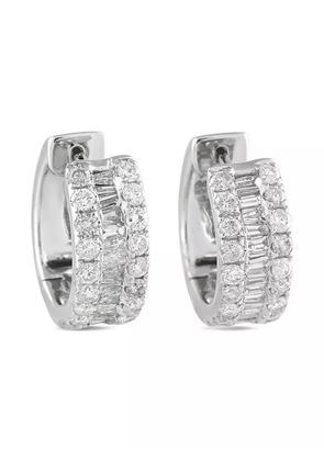 LB Exclusive 18K white gold diamond huggie earrings - Silver