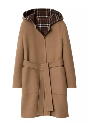 Burberry hooded belted coat - Brown