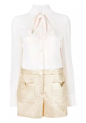 Valentino Garavani pussy-bow collar playsuit - White