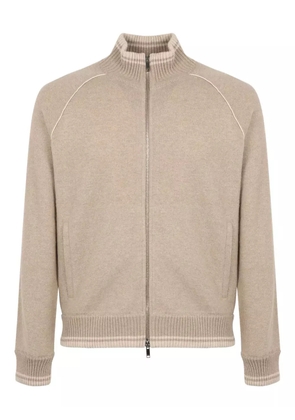 slowear zip high-neck cardigan - Neutrals