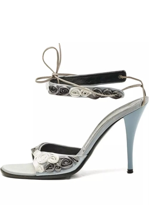 Casadei Vintage 105mm rose-detail satin sandals - Grey