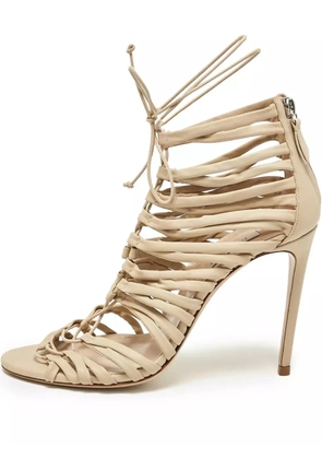 Casadei Vintage pre-owned 110mm strappy lace-up stiletto sandals - Neutrals