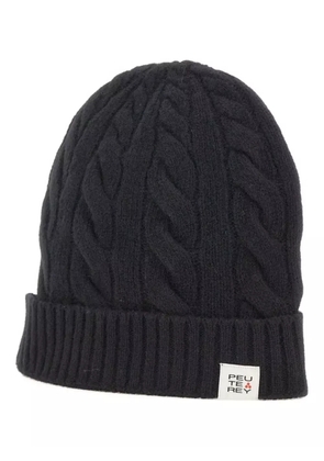 Peuterey cable-knit ribbed beanie - Black