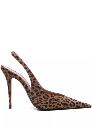 Amina Muaddi 105mm leather heeled pumps - LEOPARD
