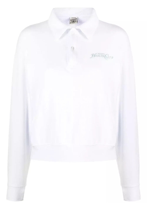 Sporty & Rich logo-print long-sleeved polo top - White