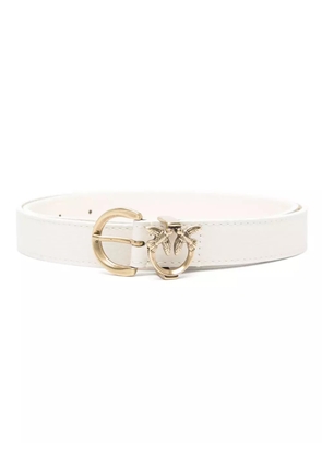PINKO Love-Birds-motif leather belt - White