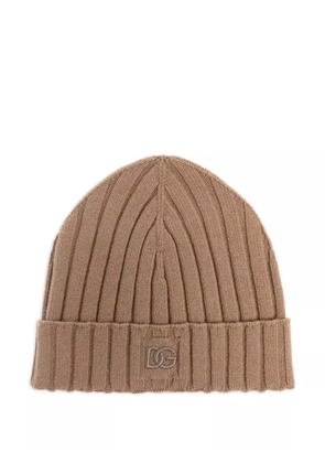 Dolce & Gabbana ribbed logo beanie - Neutrals