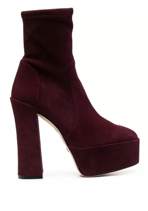 Stuart Weitzman suede platform 150mm boots - Red