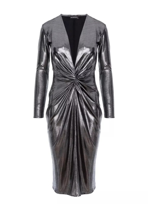 ROSERRY Mallorca knot long-sleeve midi dress - Silver