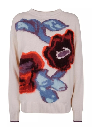 PS Paul Smith Hazy Floral-print wool jumper - Neutrals