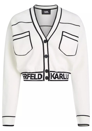Karl Lagerfeld logo-intarsia cropped cardigan - White