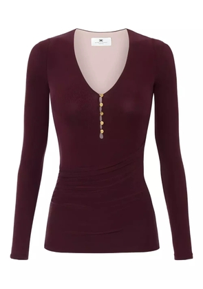 Elisabetta Franchi button long-sleeve T-shirt - Red