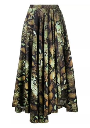 Roberto Cavalli snake-print pleated midi skirt - Neutrals