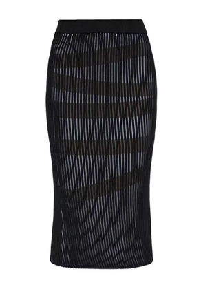 Issey Miyake striped slit skirt - Black