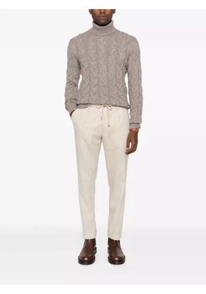 Gran Sasso cable-knit roll-neck sweater - Brown