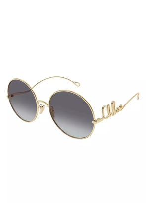 Chloé Eyewear logo-lettering round-frame sunglasses - Gold