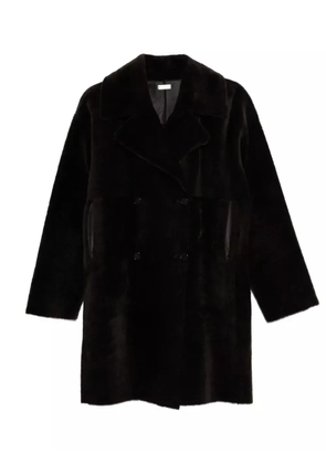 Utzon shearling double-breasted coat - Brown
