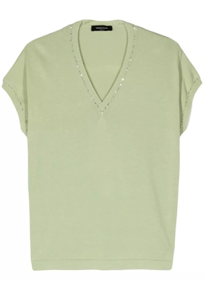 Fabiana Filippi sequined-trim short-sleeve jumper - Green