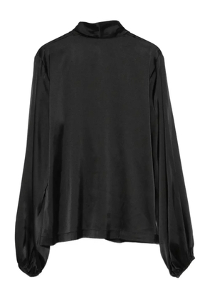 D.Exterior twisted buttoned blouse - Black