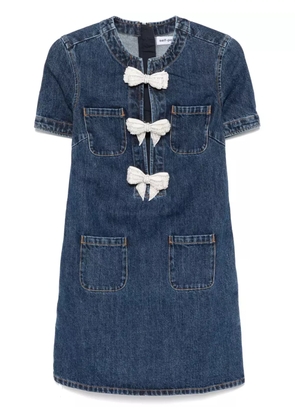 Self-Portrait denim bow mini dress - Blue