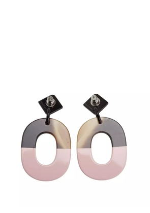Hermès Pre-Owned 2010-2020 Palladium Plated Buffalo Horn and Lacquered Wood Isthme Earrings costume earrings - Brown